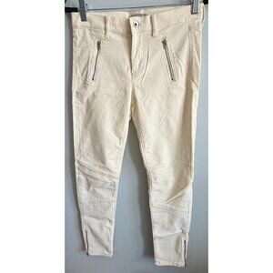 Banana Republic Womens Ivory Corduroy Tapered Fit Moto Pants Size 27 Casual Chic